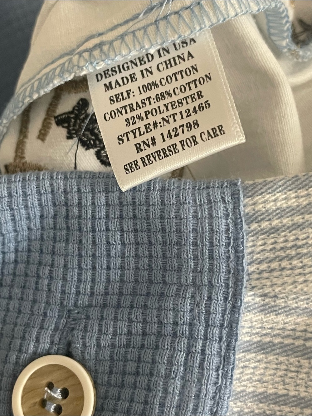 Blue Teddy Bear Embroidered Button Up Shacket Cottagecore Boho Top Size L NWT - Picture 9 of 10